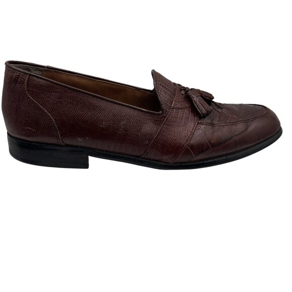 Stacy Adams Mens 11M Genuine Snake Leather Tassel Loafers Slip On Timeless Retro - Picture 8 of 15